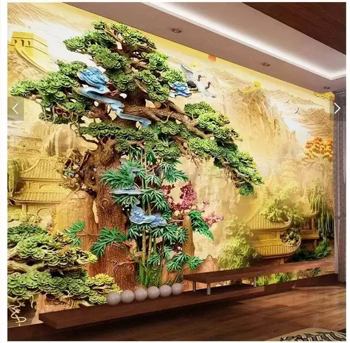 Стена 3D древний павильон 5-го поколения приветствует гостей сосновый лесной зал резной дворец для гостей ТВ фон трехмерная роспись офис D обои