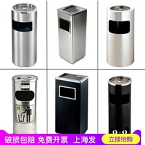 Round sand steel fruit bin soot stainless steel hotel trash can outdoor lobby vertical square with inner barrel