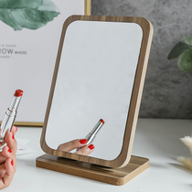 Creative simple portable dormitory desktop makeup mirror wooden desktop vanity mirror desk folding square mirror