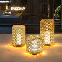 Solar Grass Terrace Lamp Outdoor Waterproof Villa Courtyard Lamp Creativity Floor Lamp Hand Woven Landscaped Lamp