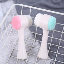Deep cleansing pore double-sided facial washing brush soft hair silicone facial washing machine manual cleansing brush