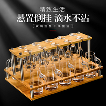 10 pots 10 cups white wine glasses Small wine glasses hanging upside down cup holder set Household crystal glass goblet wine dispenser