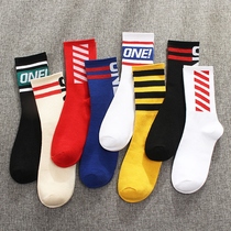  Socks mens mid-tube socks Spring and summer ins tide brand sports stockings Summer thin trend mens long tube basketball socks