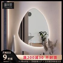 Smart water drop shaped toilet luminous irregular mirror frameless mirror with touch screen bathroom mirror with light wall Wall