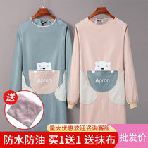 Apron long sleeve adult gown waterproof and oil-proof hand kitchen work clothes men and women cute coat apron