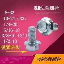Grade 5 galvanized American hexagonal flange face with pad tooth screw American standard bolt 1 4-205 16-183 8-16