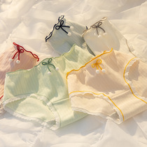 Midwaist Japanese hair bow bow Morandi simple girl pure cotton crotch underwear girl sweet student triangle