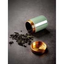 Longquan tea pot ceramic tea warehouse small travel portable mini metal celadon sealed can tea packaging gift box
