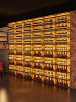 Red wine rack iron light wine rack display rack bar storage rack partition beer Rack restaurant wine cabinet against wall pillars