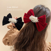 Korean simple multi-color bow pearl clip headwear female Net red sweet girl heart hair card hipster hair accessories
