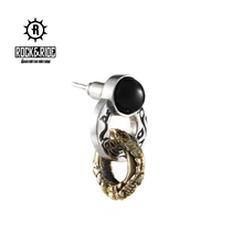 (Official) ROCKRIDE double ring earrings 925 sterling silver mens female summer tide single design ear
