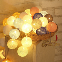 LED cotton ball light string Childrens tent decoration indoor Macaron cotton thread ball light Princess room small colorful light bouquet