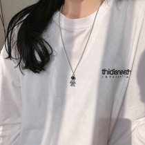 Astronaut pendant sweater chain hip hop trampoline necklace Korean tide Net red ins simple neck chain neck