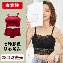 Red beauty back underwear lace vest year marriage take anti-emptied halter bra girl priming wrapped chest