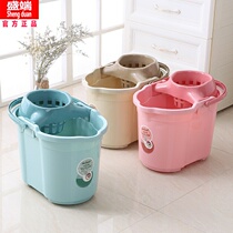 Old-fashioned bucket mop plastic wrung bucket dry shrubbed cloth bucket household hand-pressed mop bucket thickened