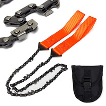 Outdoor pocket chain saw garden tools 11 16 33 teeth 24 inch portable camping survival hand pull chain saw wire