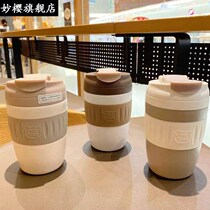 Fashion office straw coffee cup couple stainless steel portable thermos cup students big belly hand drinking cup