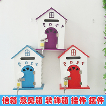 Pastoral home wall-mounted wooden mailbox school kindergarten mailbox See box convenience bird house type storage box