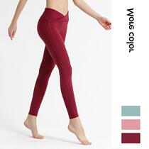 Front waist cross exposed navel naked feel comfortable fit body type sports yoga pants women's high elastic nylon high waist fitness pants