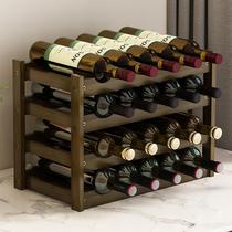 Foyer multi-storey rack wine cabinet home Modern simple solid wood red wine rack wine bar shelf