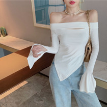 chic early Spring and Autumn new shoulder temperament niche chic top design sense ins long sleeve T-shirt base shirt female