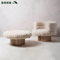 Light Extravagant Moron Lamb Casual Chair Round Lana Chair Inlen Retro Living-room Sofa Chair Nordic Extremely Brief Wind