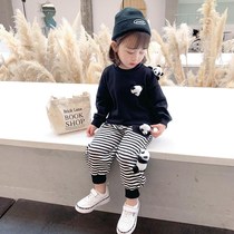 Girl Net red set 2021 new female baby Foreign style autumn childrens clothes childrens spring and autumn sports two-piece set
