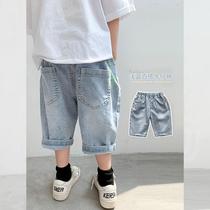 Boys  seven-point pants Summer childrens denim shorts Summer thin section of childrens Korean version of foreign style five-point pants middle pants