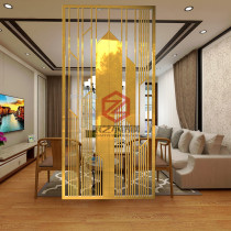 Nordic stainless steel screen New Chinese style home entrance partition hollow decoration custom light luxury hotel card seat custom