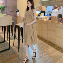 High sense maternity dress summer net red suit fashion loose sleeveless dress 2021 summer new long dress for women