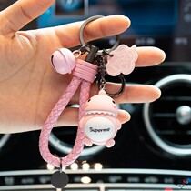 Female Cartoon Spoon Key Buttonnet Red Electric Bottle Car Cute Pendant Brief electric car If the key chain idea is small and fresh