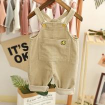 Child Back Belt Pants Light Core Suede Autumn Clothing Casual Boy Pants Girl Pants Loose spring and autumn Baby Conjoined Pants