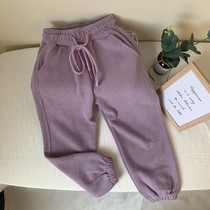Childrens health pants Spring and Autumn new boys and girls loose sports tie pants Joker Japanese big children casual trousers tide