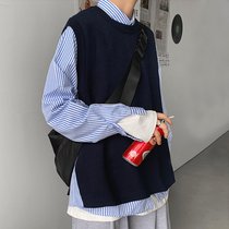 2020 Autumn new mens vest knitwear sleeveless vest youth Korean trend Waistle neck sweater