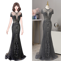 Host annual meeting evening dress female 2021 new high-end atmosphere elegant fairy banquet toast dress mother outfit