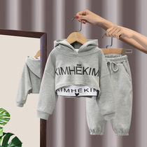 Girl autumn suit 2021 new foreign-style children Korean Fashion Net red baby sports two-piece tide childrens clothing