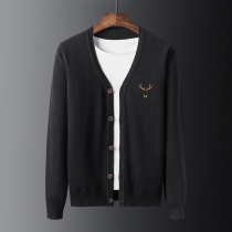 Knitted cardigan mens 2021 new spring and autumn season black trend line clothes wear sweater mens spring thin jacket