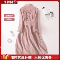 Sleeping robe womens winter long Coral suede thickened warmth 2021 New winter pyjamas flannel velvet bathrobe womens winter clothes