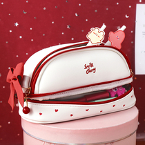 2021 new Japanese pen bag simple junior high school girls ins net red girl heart primary school students cute girl pencil stationery box large capacity high face value high sense of middle school students 2020 popular