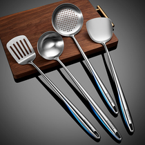 Kitchen with long handle thickened 304 stainless steel spatula household cooking shovel one-piece spoon set saucer set
