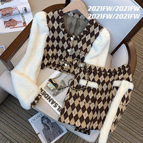 Lingge small fragrant style dress women autumn and winter 2021 new fashion retro foreign style college style skirt two-piece set