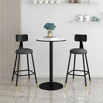 Bar chair high chair wrought iron bar chair Nordic home simple high stool back bar chair milk tea shop front desk