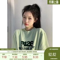 (F426 Official Shop) Guochao Lovers Hip Hop Summer Five Color Flocking Colon LOGO loose casual T-shirt