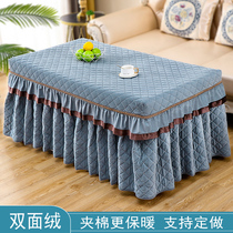 Fire table cover new fire cover rectangular winter plus velvet padded Nordic coffee table tablecloth electric stove cover
