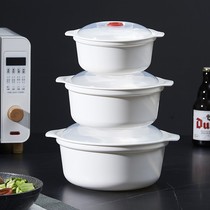  King-size bone china fresh-keeping bowl with lid Rice box Instant noodle bowl Ceramic bowl Household microwave oven storage tank sealed bowl 2l