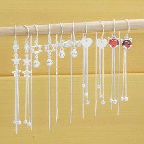 Pure Silver Earrings Woman 999 Foot Silver Superior Ear Chain Elegance Long Blossom Brief Ear line Flow Su 100 Hitch Pendant