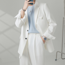 Light ripe white suit mens suit yuppie handsome drop high-end small suit jk uniform fried street casual jacket