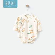 Tonneifold newborn son bag fart 52 yard 0-3 month baby triangle Harspring autumn tiger year pure cotton one-piece suit