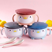  304 stainless steel childrens bowl Primary school kindergarten lunch box girl girl heart lunch box baby double layer anti-scalding