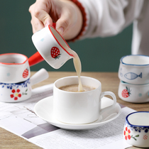 Ceramic Japanese style milk jug with handle small Milk Cup Cup Cup Soup Bowl steak Western food juice bucket hand painted coffee fresh milk